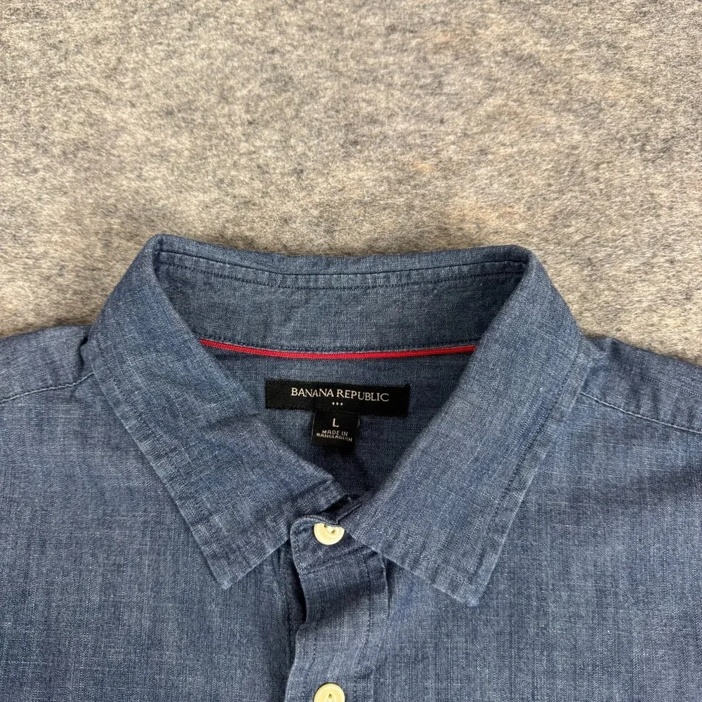 Banana Republic Slim Fit Indigo Chambray Shirt Button Up Blue Mens Large L